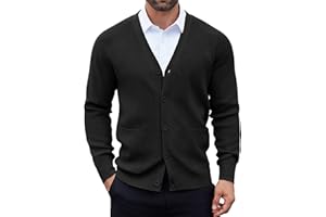 COOFANDY Men's Cardigan Sweaters with Button Lightweight Casual V Neck Long Sleeve Pockets Knitted Sweater