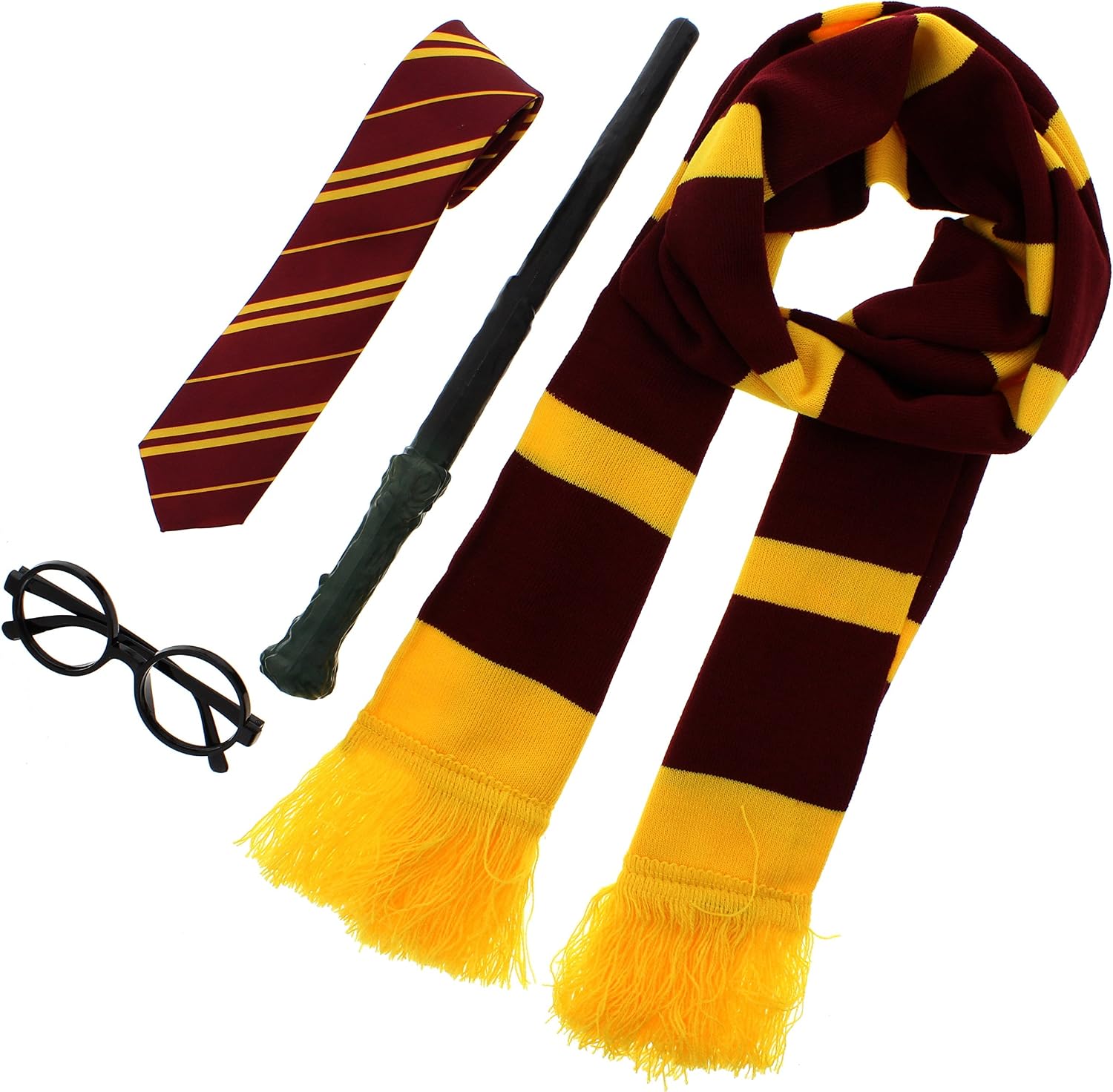 Zac's Alter Ego School Fancy Dress/World Book Day Set - Tie, Wand, Scarf…, Maroon & Gold