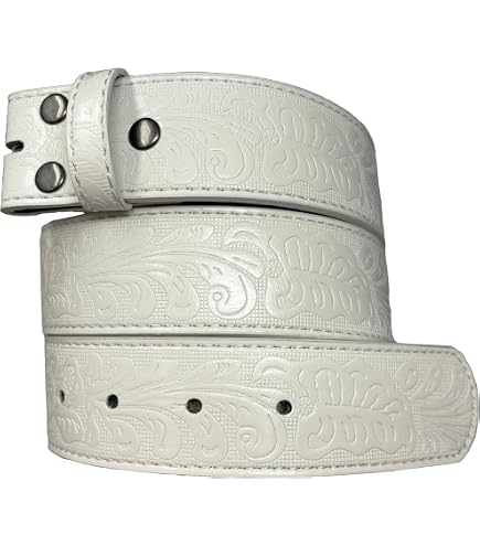 BS1200 White Belt Genuine Leather Replacement Casual Belt Strap 1