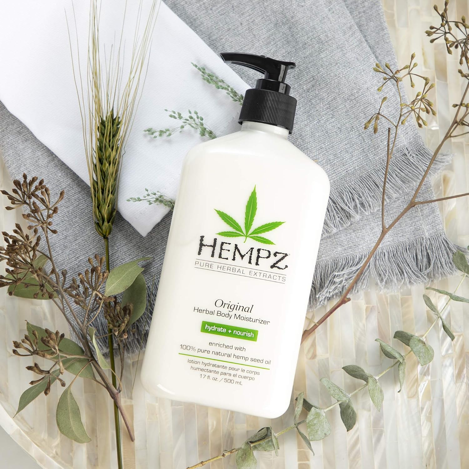 Original, Natural Hemp Seed Oil Body Moisturizer with Shea Butter and Ginseng, 17 Fl Oz: Beauty