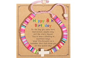 Drogomen 1-13 Year Old Birthday Gifts for Her Cross Charm Bracelet with Birthday Greeting Card Cute Birthday Christmas Jewelry Gifts for Daughter Granddaughter Niece Teens