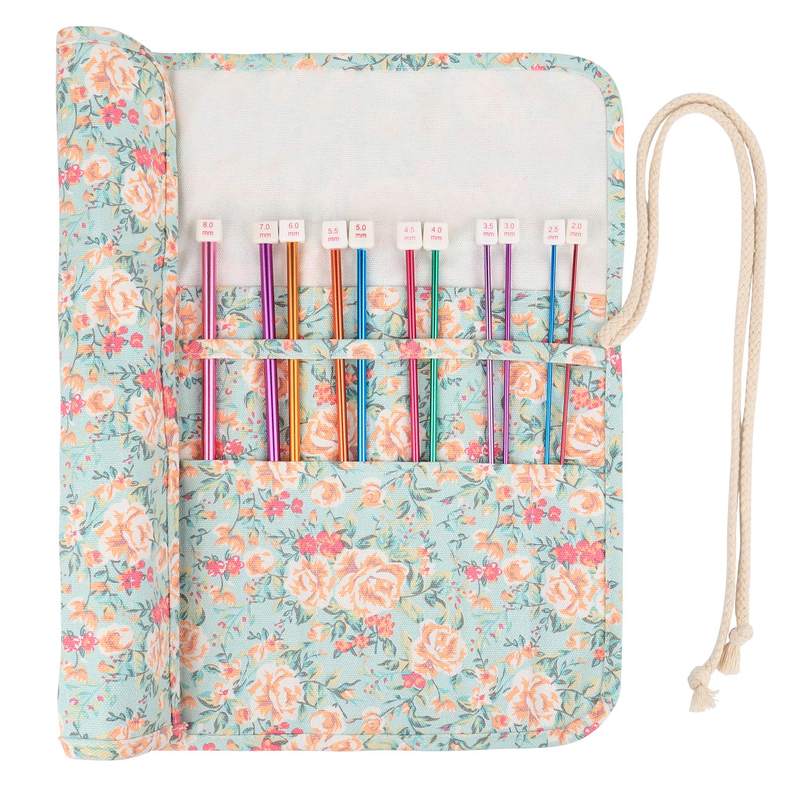 Coopay Tunisian Crochet Hook Set for Beginners Adults, Tunisian Knitting Needles Roll, 11 Metal Afghan Crochet Hooks with Case, for Learning Tunisian Crochet or Small Projects, Colourful
