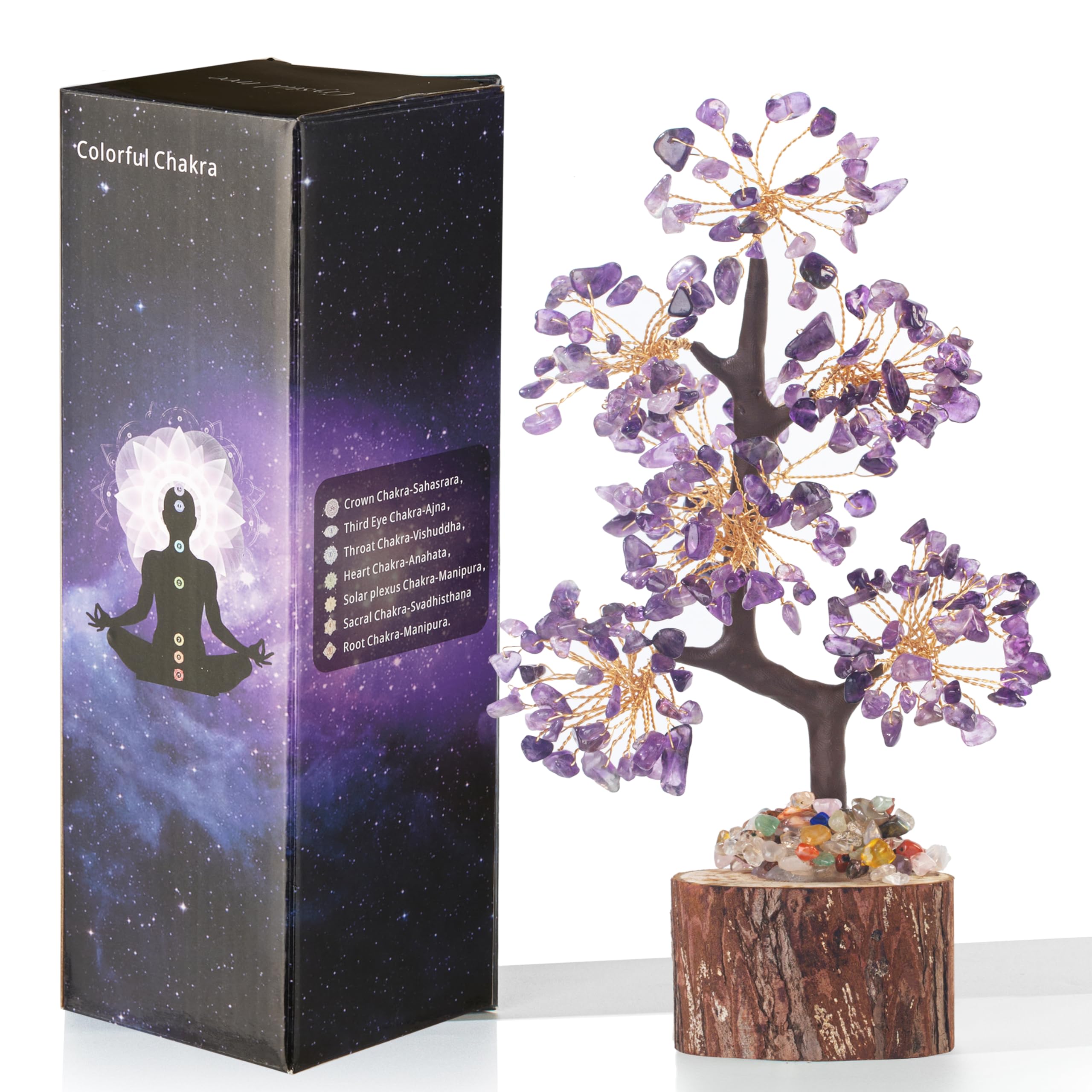 GUJOXILA Amethyst Crystal Tree of Life Healing Crystals Gift for Women Amethyst Crystals Feng Shui Money Tree Ornament Purple Spiritual Meditation Reiki Gifts Office Desk Home Decor