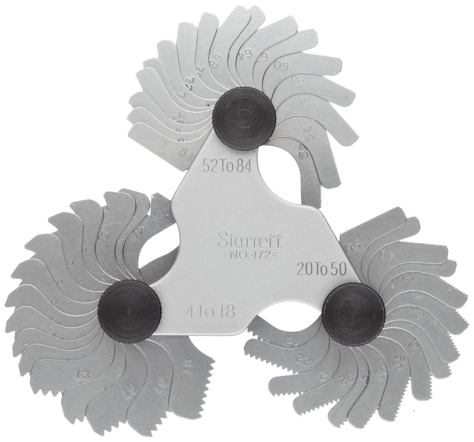 Starrett 473 Screw Pitch Gauge With Locking Device, 6-60 Threads Per Inch, 30 Leaves