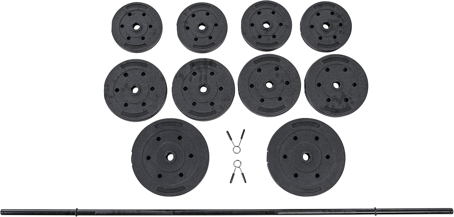 US Weight New 100 lb. Traditional Barbell Weight Set with New Upgraded 12-Gauge Steel Bar and Spring Locking Clips - Includes 20, 10 and 5 lb. Weights : Sports & Outdoors