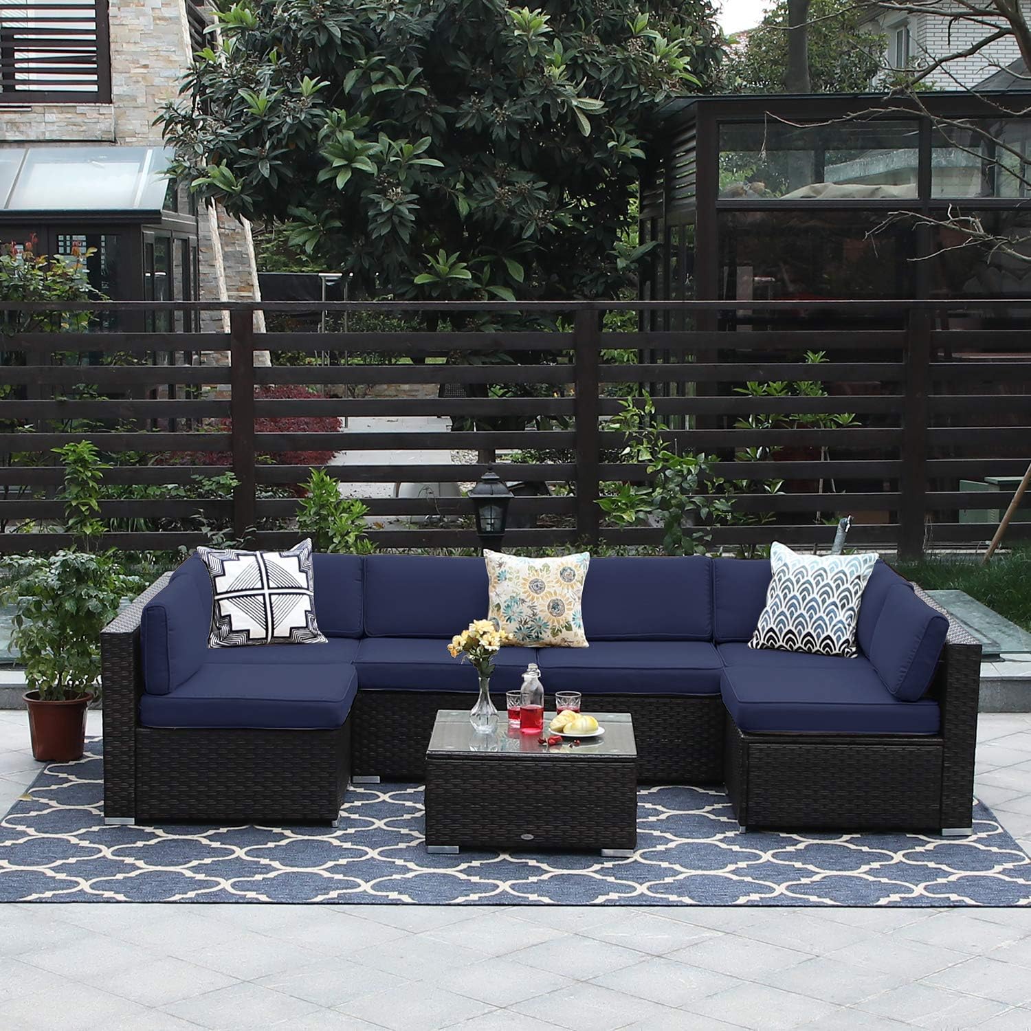 Best outdoor sectional sofa set rattan wicker patio navy