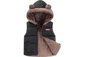 AIWUHE Toddler Boys Girls Hooded Puffer Vest Padded Warm Winter Jacket Sleeveless Bear ears Zipper Up Coat with pocket 1-7Y