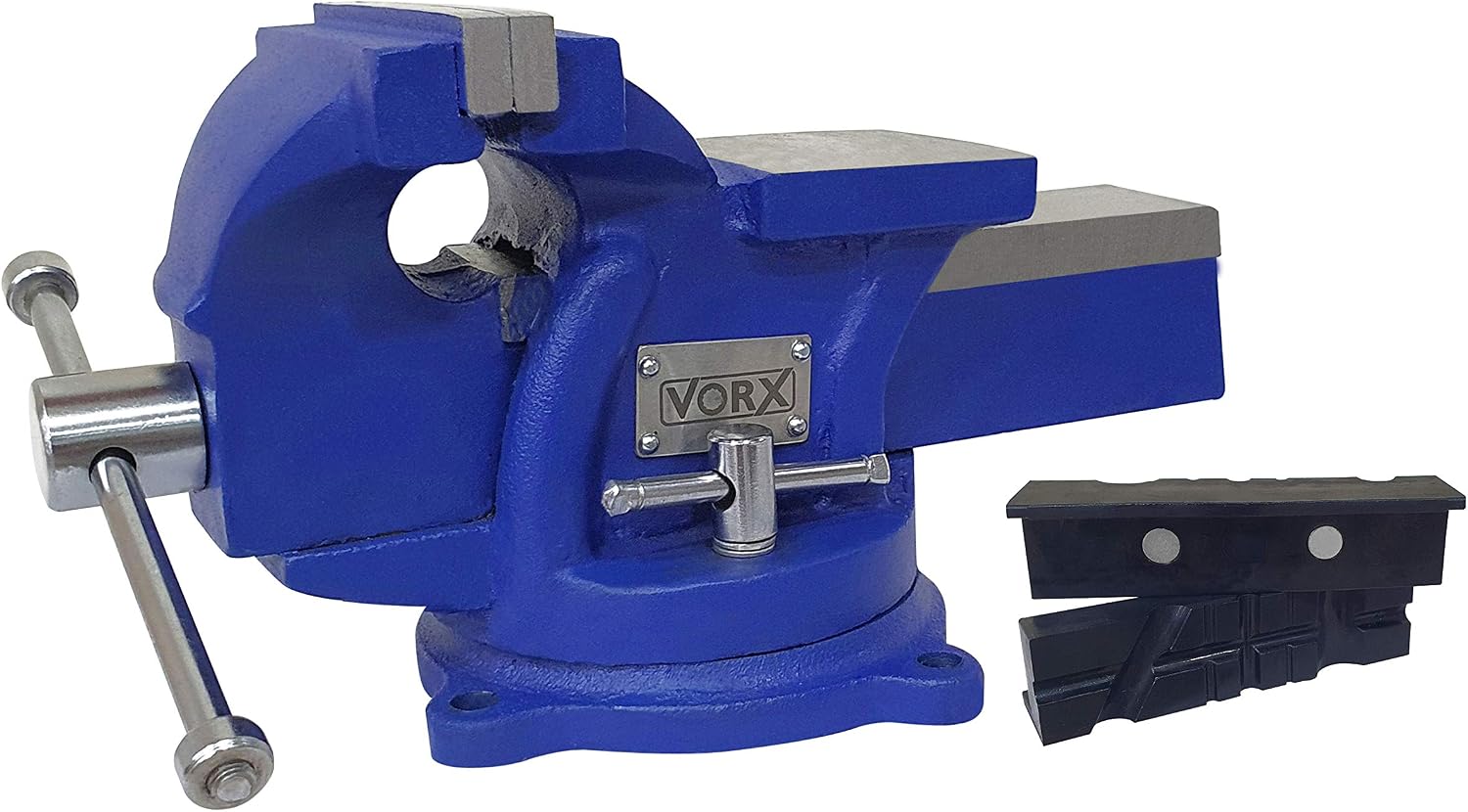 VORX Vice Bench Vice 4" Jaw Bench Engineer Workshop Swivel 360 Degrees Base Heavy Duty with Magnetic Soft Jaws