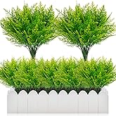 RAINFLOW 5PCS Fake Ferns - Fake Plants Artificial Plants Indoor Outdoor Faux Plants for Outside Greenery Stems Decorations Yard Balcony Party Wedding Table Patio Front Porch Decor Outdoor Decor 14.5"