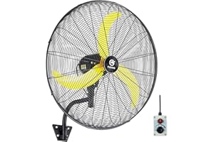 FUGOO 30'' Oscillating Wall Mount Fan With Brushless DC Motor, Large air flow range From 3200CFM to 8800CFM, 4-Speed Heavy Duty Industrial Wall Mount Fans for Factory, Commercial, Garage, Warehouse