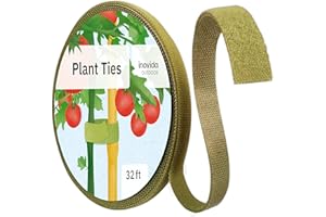 Hook & Loop Plant Ties: 32 ft Self-Adhesive, Extra-Strong Garden Tape for Weatherproof Plant Support – Reusable – Support for Climbing Plants – Indoor and Outdoor Gardening by Inovida