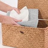 woodluv Set of 3 Seagrass Storage Box with Lid Brown view 4