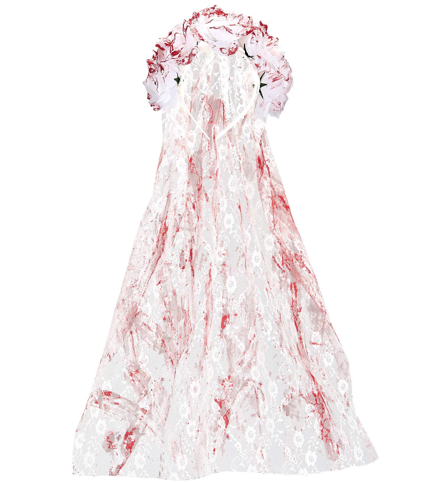W WIDMANN MILANO Party Fashion - Bloody Bridal Veil with Flowers, Horror, Zombie, Psycho, Halloween, Carnival, Theme Parties
