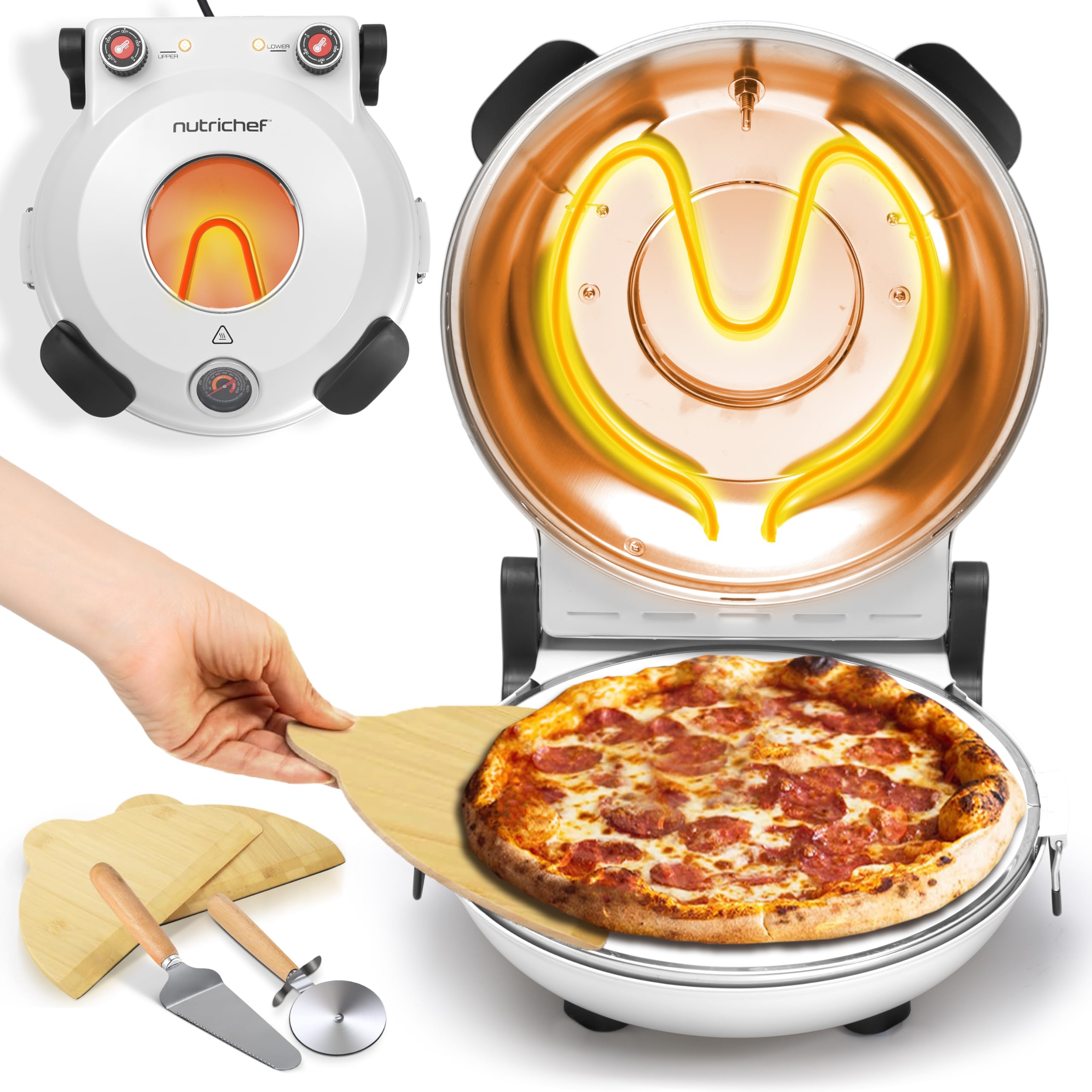 Photo 1 of NutriChef Electric Pizza Oven | 12 Inch Countertop Pizza Maker with Temperature Control & Thermometer | Viewing