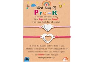 UNGENT THEM Matching Heart Mother Daughter Bracelets Back to School Bracelet Mommy and Me First Day of School Bracelet for Daughter Girls