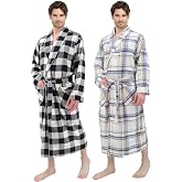 Andrew Scott Mens 2 Pack Long Sleep -Sauna Robe / 100% Cotton Flannel Brush Warm Bathrobe