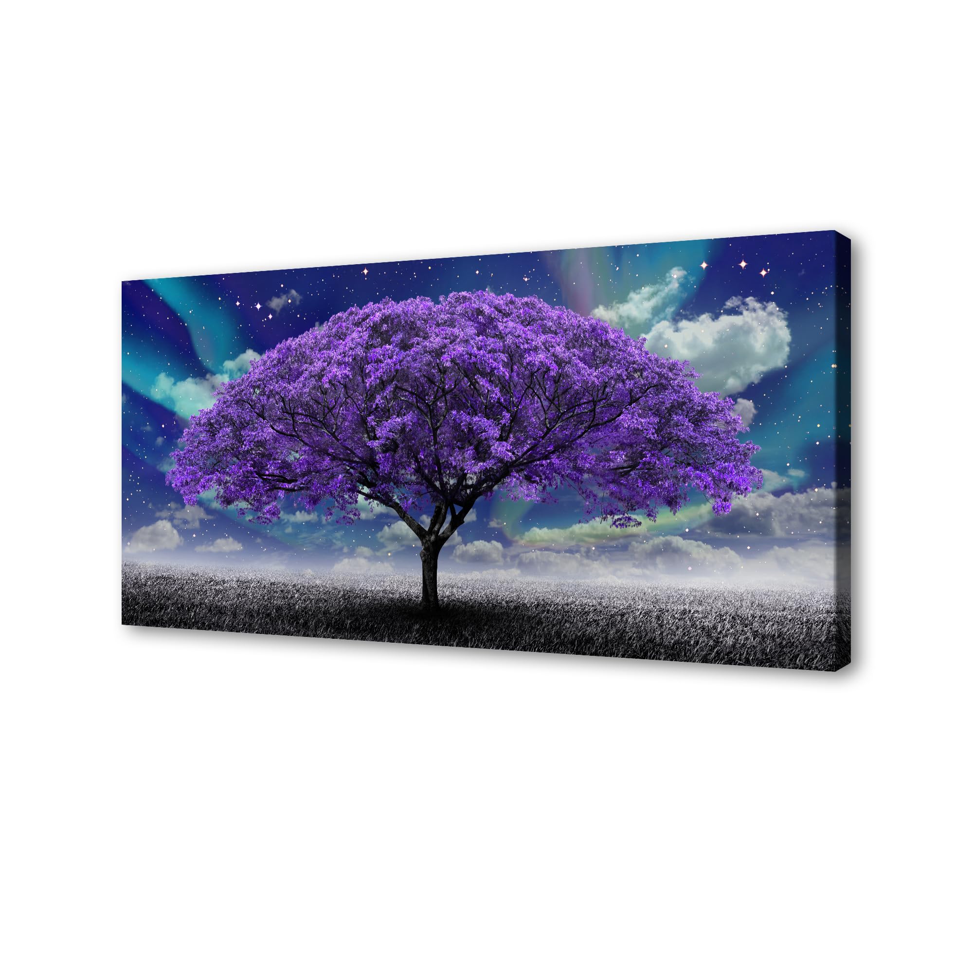 Photo 1 of DZL Art H71275 Tree Wall Art Canvas Prints Wall Art Purple Tree Abstract Scenery Pictures Artwork Framed for Living Room Bedroom Bathroom Office Home Decor