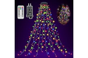 shineshine 300 LED Multicolor Christmas Tree Lights, 8 Lights Modes with Remote & Memory Function Timer, Suitable for 5-7.5ft Christmas Tree Indoor Outdoor