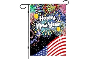 FLAGMAX Happy New Year Garden Flag,New Years Flag 12.5 x 18 Inch Double Sided Happy New Year House Flag for New Year Greettings or Decoration