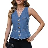 Kedera Denim Vest for Women Sleeveless Jean Vest Top Button Down V Neck Casual Summer Western Waistcoat