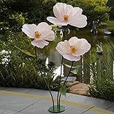 ZEYEXE Large Paper Artificial Flowers,Giant Flowers for Decoration,Huge Handcrafted Poppy Fake Flowers with Stand for Home Decor Bridal Shower Party Outdoors Yard Event Backdrop Decor (Champagne)
