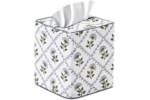 Ridhi Indian Light Blue Block Print Tissue Box Cover – Handmade Cotton Fabric Tissue Holder for Home Bedroom Living Room Bathroom Vanity Car Nightstand Office Kitchen – Decorative Square Napkin Holder
