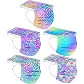 Peky 50PCS Disposable Face_Masks for Women, Disposable Face Masks With Designs - 3 Ply Breathable Tie-Dye Gradient Fashion Cute FaceMask with Nose Wire for Adults Teen Girls
