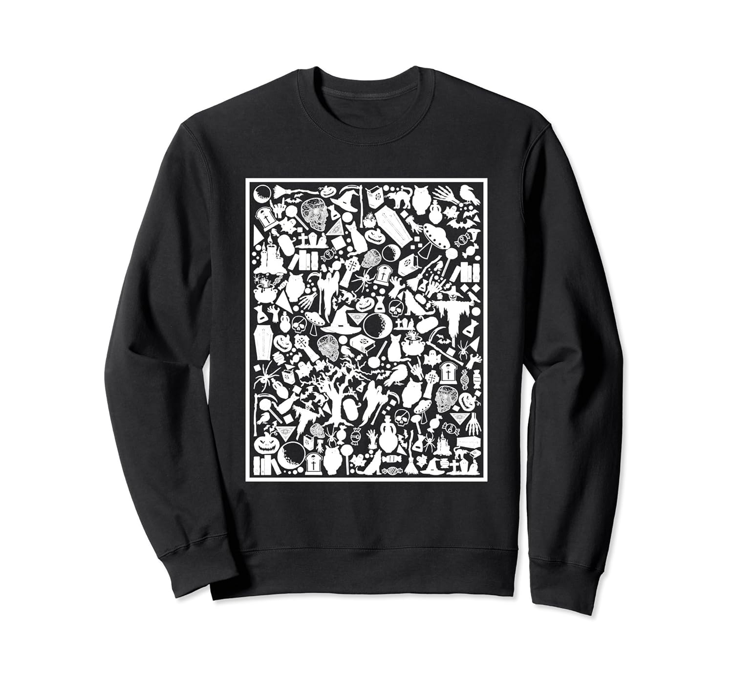 Halloween Collage Cool Black and White Sweatshirt-Rose