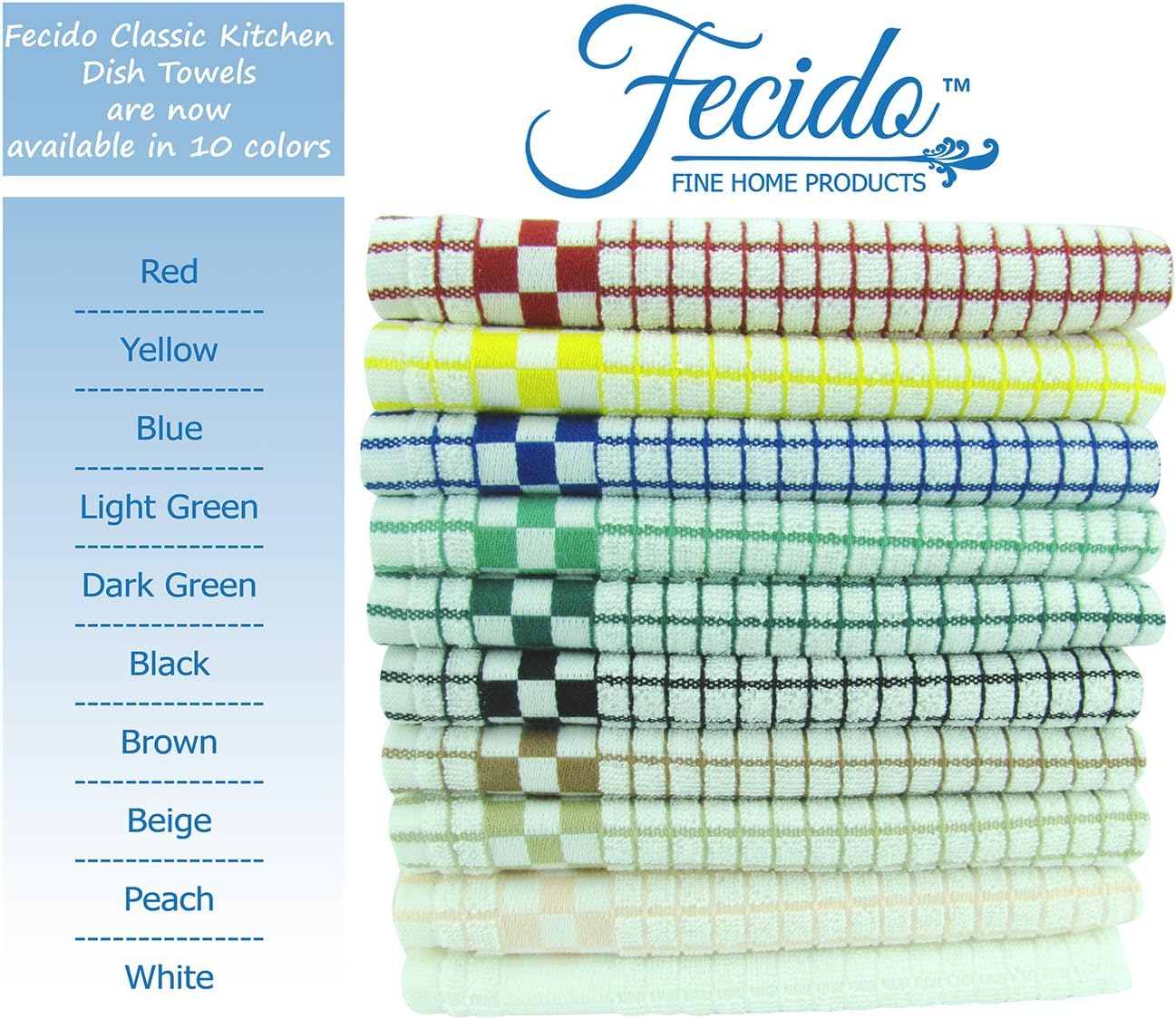Fecido Classic Kitchen Tea Towels, Heavy Duty, Super Absorbent, 100% Cotton, Professional Grade Dish Cloths - Image 4
