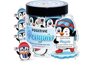 SOLMAY Positive Penguin Jar – 60 Daily Affirmation Cards with Standee | Cute Motivational Gift for Coworkers, Friends, Teachers, Women | Desk Decor, Just Because Gift, Emotional Support Penguin