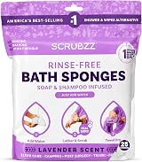Scrubzz Disposable No Rinse Bathing Wipes Lavender 25 Pack All-in-1