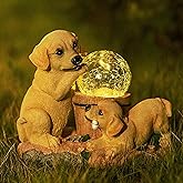 PMS Solar Garden Dogs Statues Light, Outdoor Puppy Figurine Resin Decoration for Garden Pathway Patio Yard Lawn Gifts