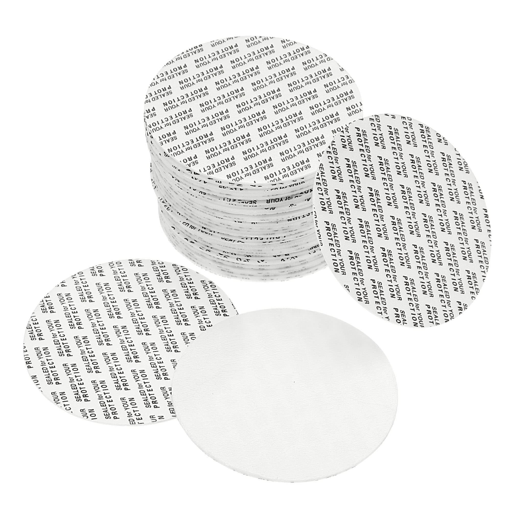 Photo 1 of PATIKIL 63mm/2.48" Foam Lid Liner, 100Pack PS Foam Resistant Tamper Pressure Sensitive Seal for Bottle Cap Liners Seals