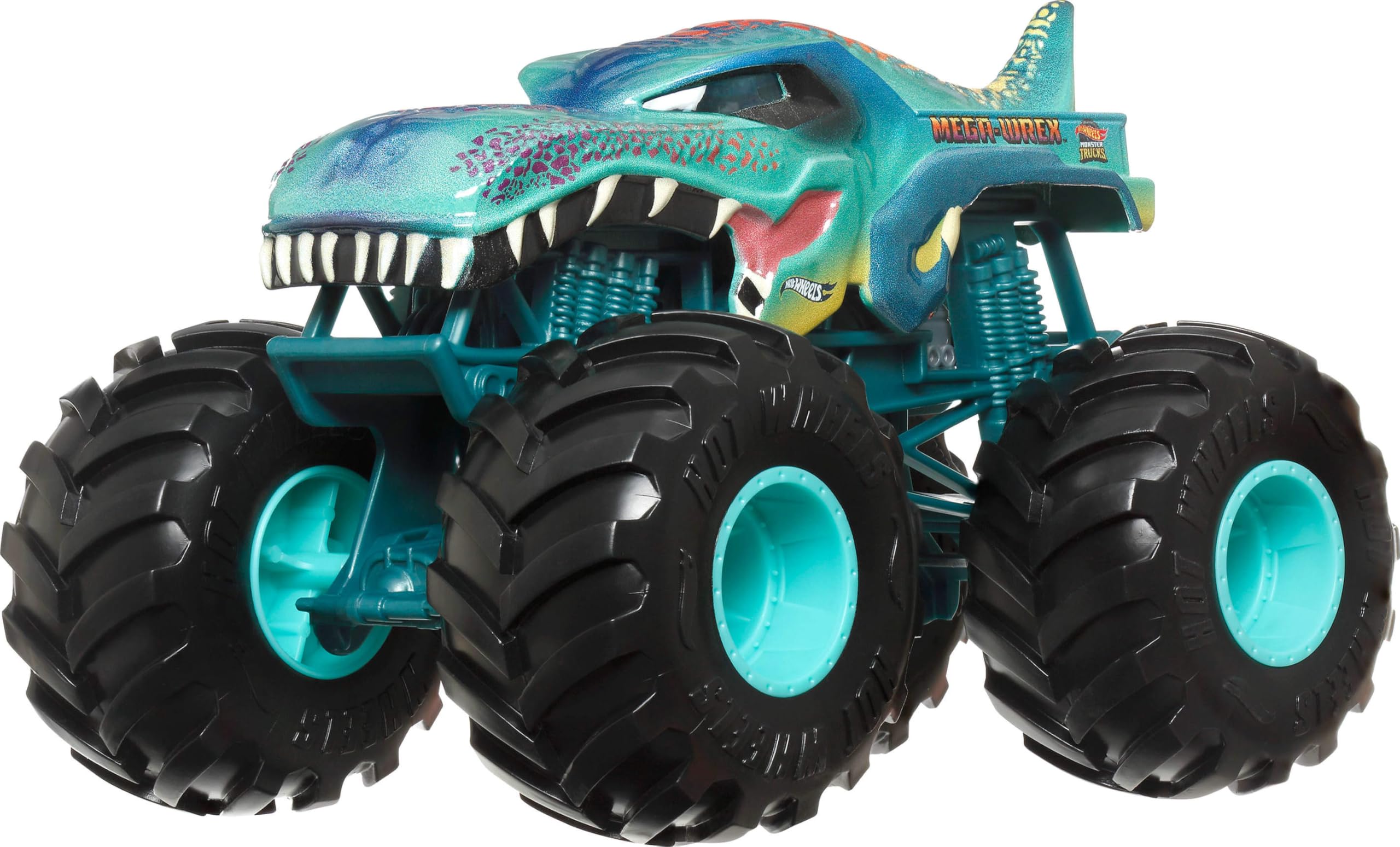 Hot Wheels Monster Trucks MEGA WREX, Oversized Monster Truck, 1:24 Scale Die-Cast Toy Truck with Giant Wheels and Cool Designs, JDR03