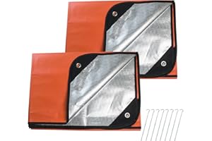 LeadCon 2 Pack Upgrade Survival Blanket – Insulated Thermal Reflective Tarp - 60" x 82". All-Weather, Reusable Emergency Blan