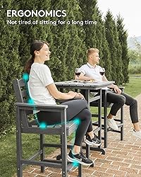 SERWALL 4 Pieces Outdoor Patio Bar Set with 9ft
