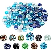 Skyflame 10-Pound Blended Fire Glass Beads for Fire Pit Fireplace Landscaping, 1/2-Inch Cobalt Blue, Crystal Ice, Caribbean Blue Luster