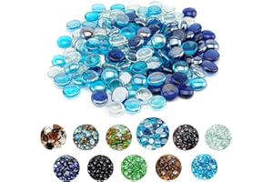 Skyflame 10-Pound Blended Fire Glass Beads for Fire Pit Fireplace Landscaping, 1/2-Inch Cobalt Blue, Crystal Ice, Caribbean Blue Luster