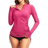 Soothfeel Women's Long Sleeve UV Sun Protection Rash Guard Shirts UPF 50+ Swim Shirt Swimsuits Top for Women with Zip Pockets