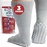 3 Pairs Extra Wide Socks for Swollen Feet - Non Slip Diabetic Socks for Men, Hospital Use