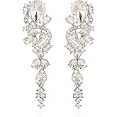 VANGETIMI Fashion Rhinestone Statement Drop Dangle Earrings Long Colorful Crystal Bridal Wedding Teardrop Chandelier Earrings for Women Prom Pageant