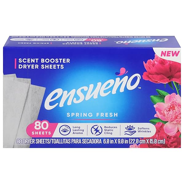 ENSUENO, SPRING FRESH SCENT BOOSTER DRYER SHEETS, 80...