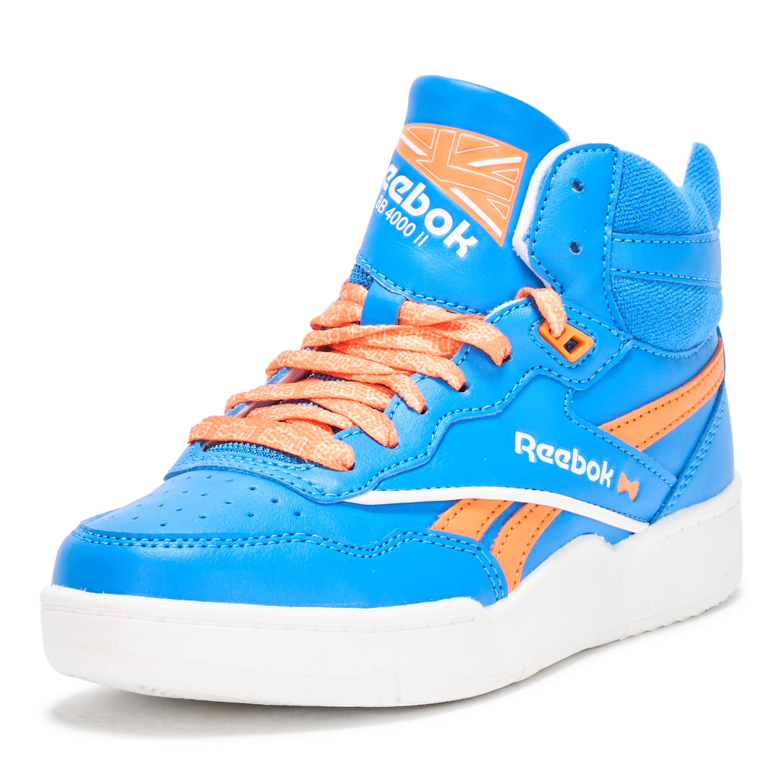 Reebok Blippi Kid’s BB 4000 II Mid Sneaker, Blue/Orange/White, 3 US Unisex Little