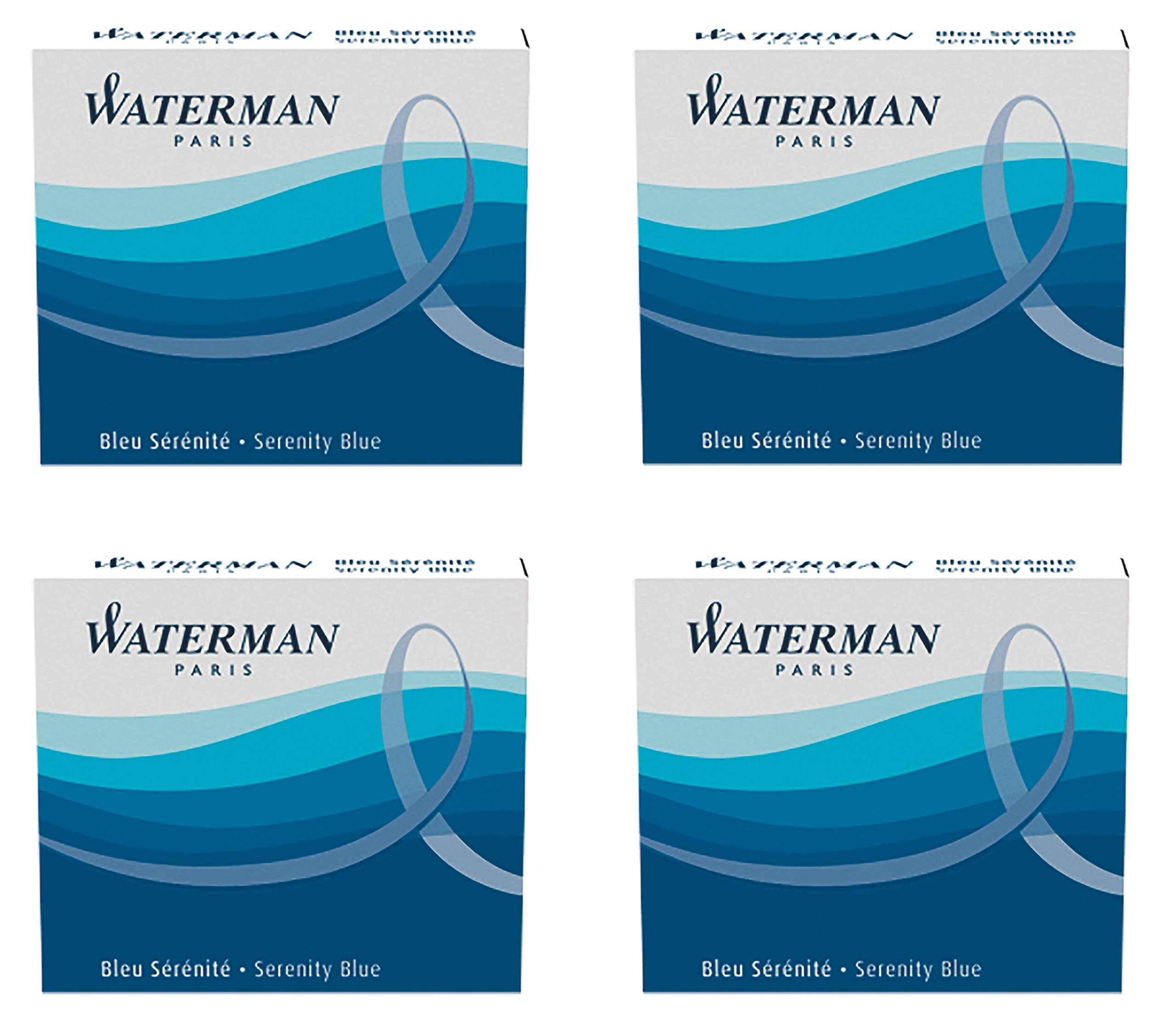 Waterman 4 Cases of 6 International Short Cartridges for Fountain Pen Serenity Blue Ink (Florida Blue)