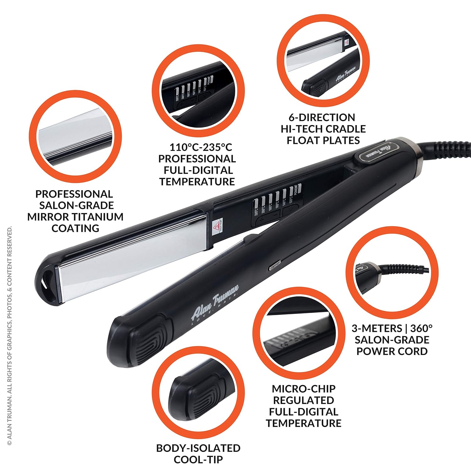 alan truman professional mirror titanium straightener