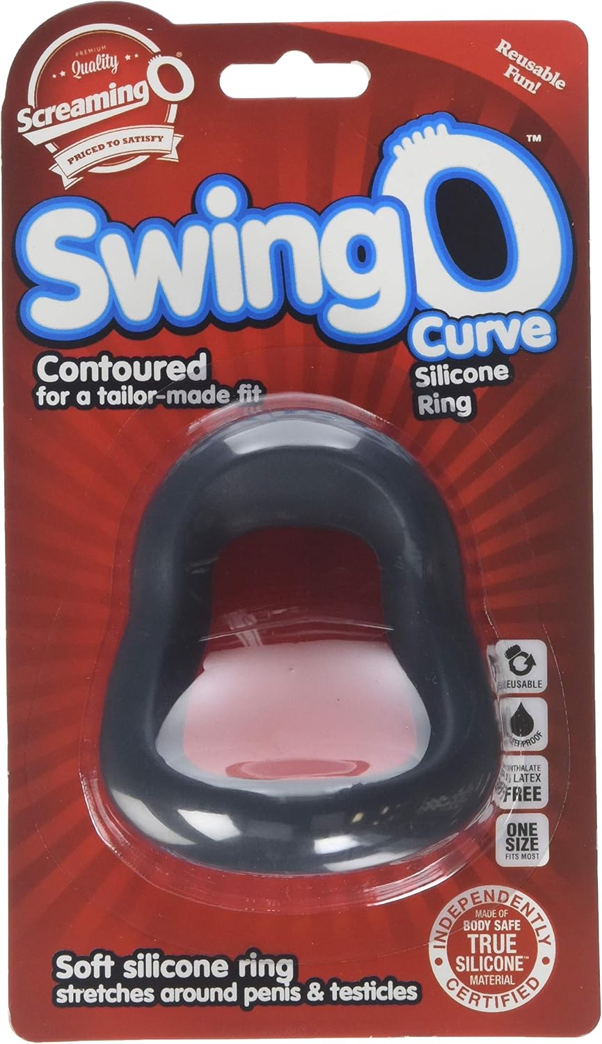 Screaming O Swingo Curved Silicone Cock Ring, Grey - Image 4