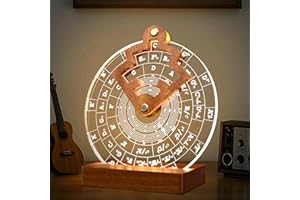 CoolGift Mart Light Up Circle of Fifths Wheel, Acrylic Wooden Chord Wheel Melody Tool with Guitar Pick Holder, Gift for Musical Beginners Musicians for Musical Learning and Songwriting