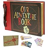 IngTall Our Adventure Book Scrapbook UP Travel Scrap Book with Embossed Letter Cover 12 x 8 Inches Large DIY Handmade Memory 