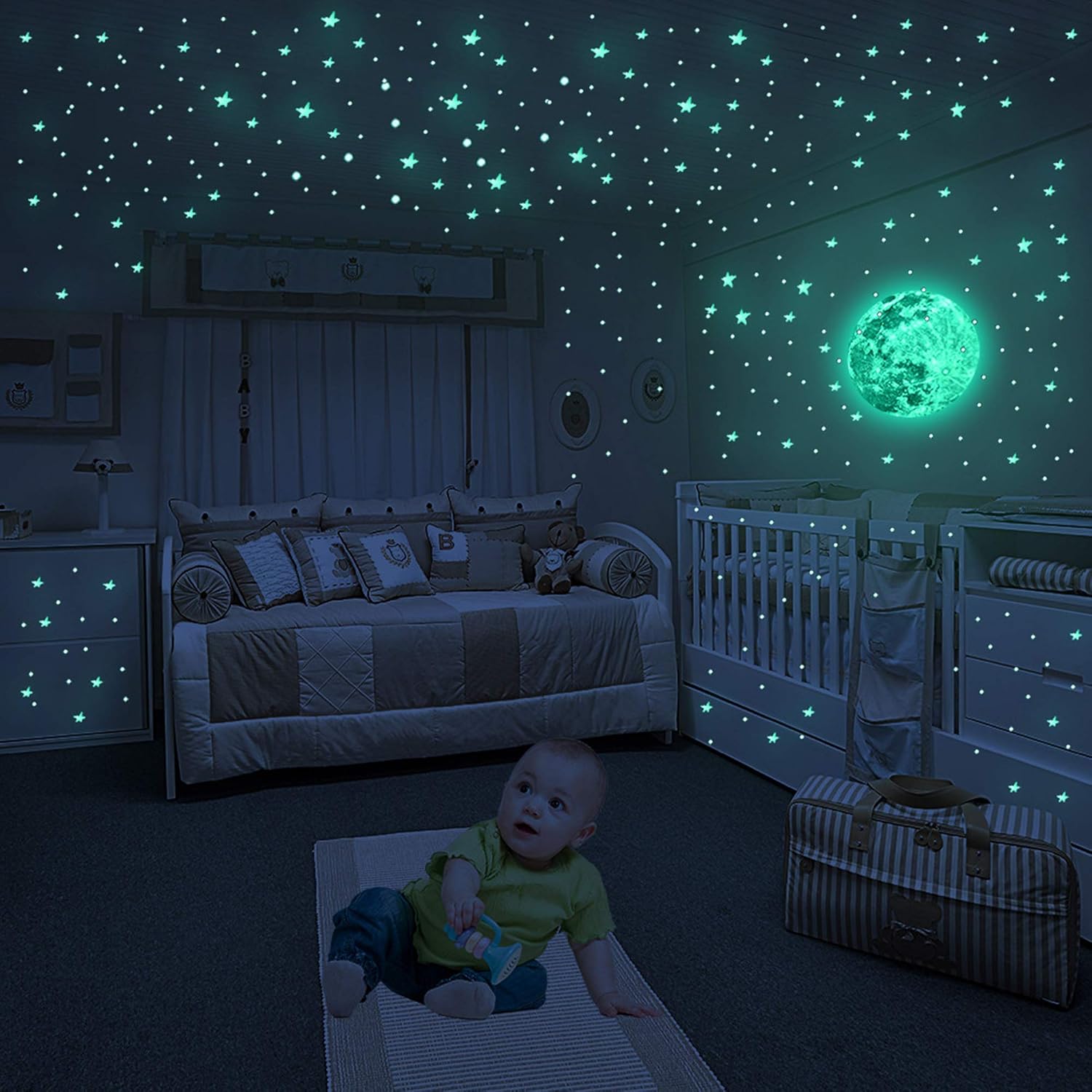 Luminous Wall Decals Ceiling Stickers Glow in The Dark Moon