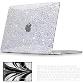 QJUZO Compatible with MacBook Air 13 inch Case 2025 2024 2023 2022 M4 M3 M2 (Model A3240 A3113 A2681) Sturdy Laptop Hard Shell for MacBook Air 13.6" + Keyboard & Screen Cover, Glitter